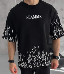 FLAME JERSEY DOWN SHOULDER SHIRT -CODE (103)