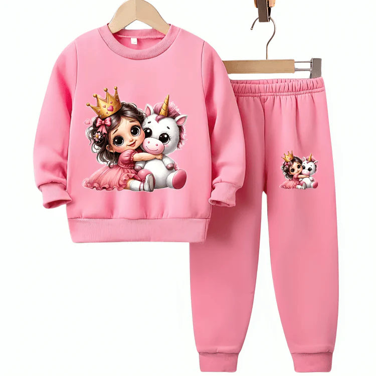 GIRL KING CROWN SWEATSHIRT FLEECE TRACK SUIT