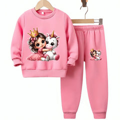 GIRL KING CROWN SWEATSHIRT FLEECE TRACK SUIT