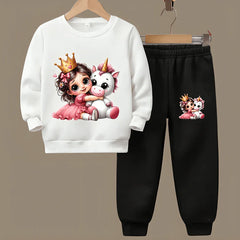GIRL KING CROWN SWEATSHIRT FLEECE TRACK SUIT