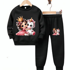 GIRL KING CROWN SWEATSHIRT FLEECE TRACK SUIT
