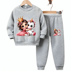 GIRL KING CROWN SWEATSHIRT FLEECE TRACK SUIT