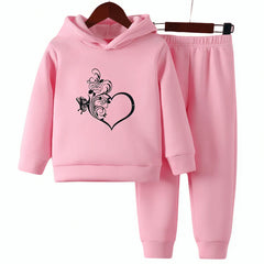 HEART FLOWER HOODIE TRACKSUIT