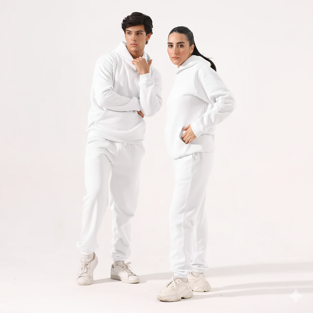 White F Twist Fleece Co-Ord Set