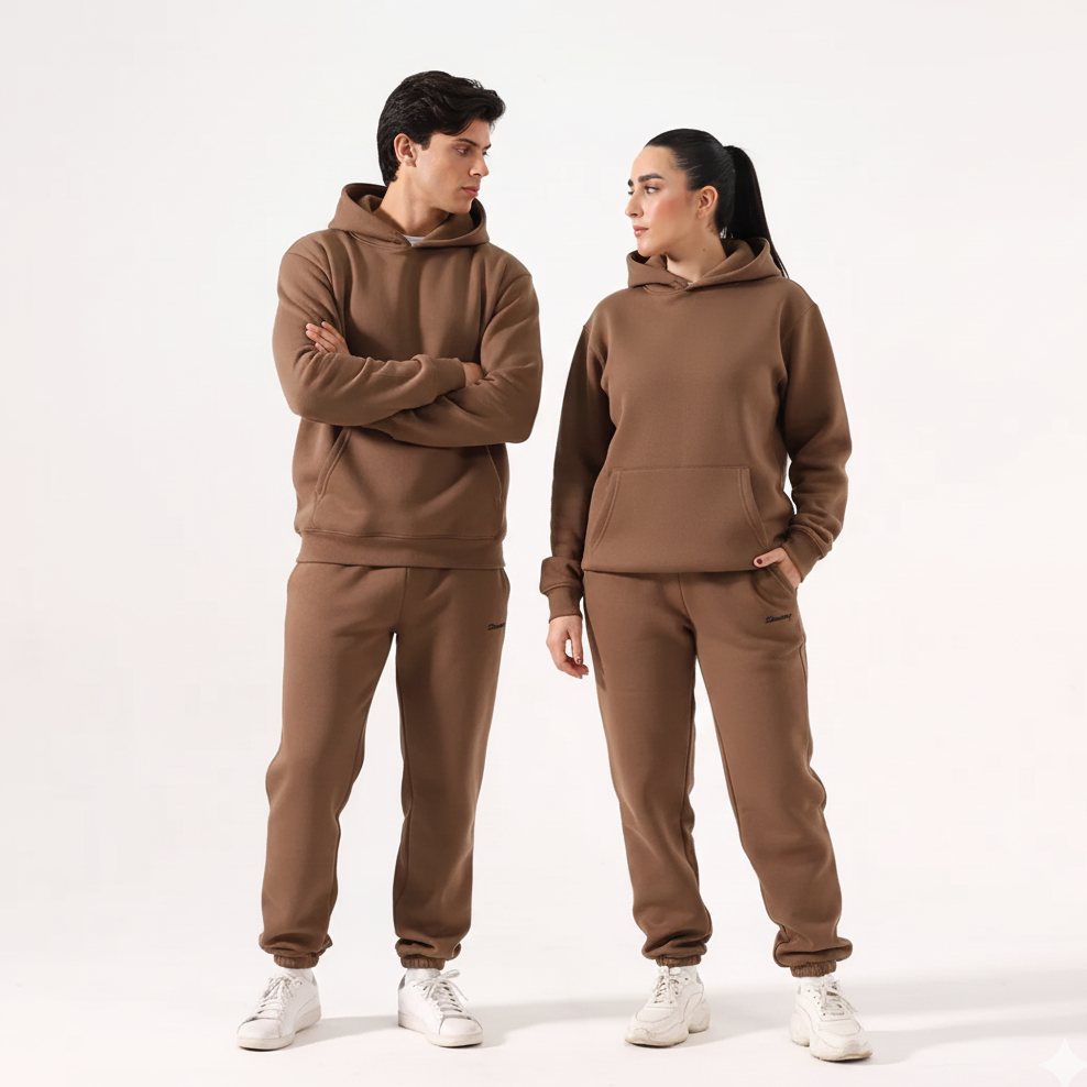 Brown F Twist Fleece Co-Ord Set