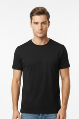 Black t-shirt upper body shot