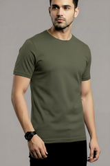 Olive Green T-shirt with Grey Model