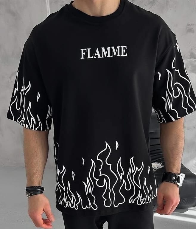 FLAME JERSEY DOWN SHOULDER SHIRT -CODE (103)