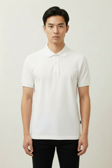 White Polo on Model - Completely Plain